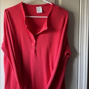 Offline by aerie Red Waffle-Knit Henley Long Sleeve Top
Women’s medium